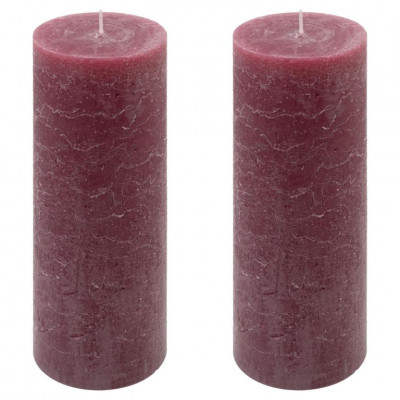 Bordó parafínová sviečka rustikálna 20 cm, 90 h, sada 2 ks