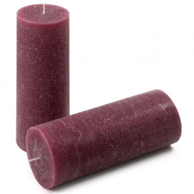 Bordó parafínová sviečka rustikálna 20 cm, 90 h, sada 2 ks