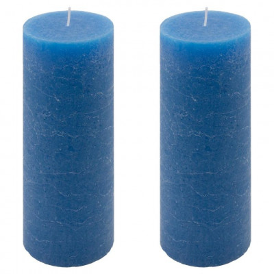 Modrá parafínová sviečka rustikálna 20 cm, 90 h, sada 2 ks