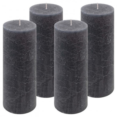 Antracit parafínová sviečka rustikálna 20 cm,90 h, sada 4 ks