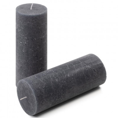 Antracit parafínová sviečka rustikálna 20 cm,90 h, sada 4 ks