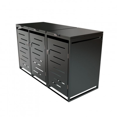 Kovový prístrešok pre 3 popolnice, antracit, 197×116×80 cm