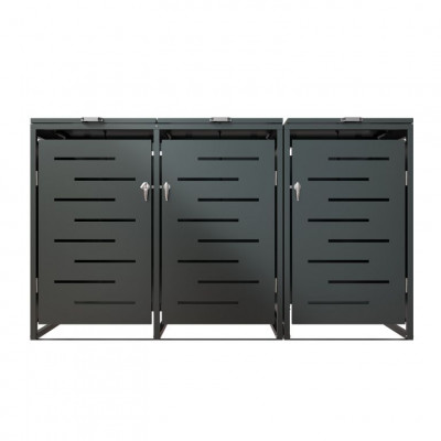 Kovový prístrešok pre 3 popolnice, antracit, 197×116×80 cm