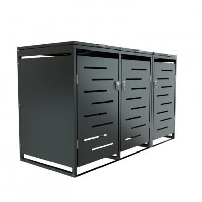 Kovový prístrešok pre 3 popolnice, antracit, 197×116×80 cm