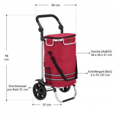 Nákupný vozík 3 v 1 – objem 56 l, červený