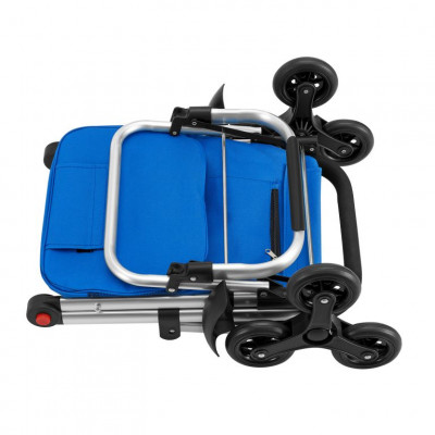 Nákupný vozík 3 v 1 na schody - objem 56 l, modrý