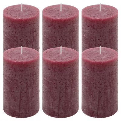 Bordó parafínová sviečka rustikálna 11,5 cm, 40 h, sada 6 ks