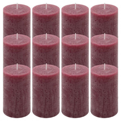 Burgundská parafínová sviečka, rustikálna, 11,5 cm, 12 ks