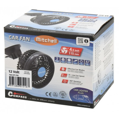 Ventilátor MITCHELL - 12 V, na prísavku