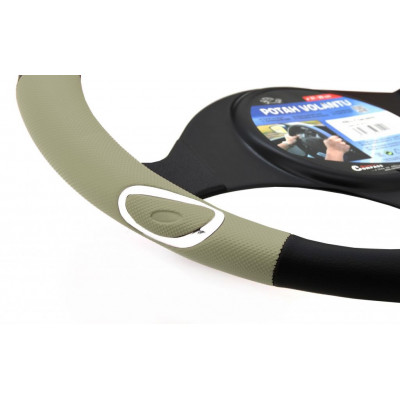 Poťah na volant RALLY - béžový / čierny