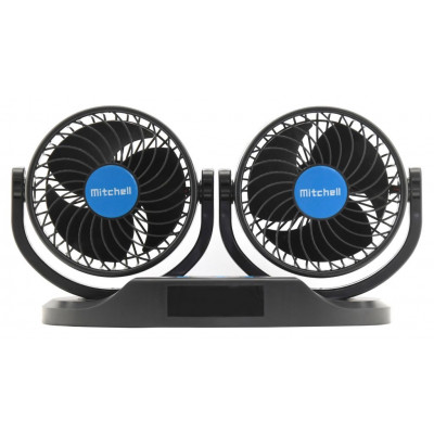 Ventilátor MITCHELL DUO na palubnú dosku s teplomerom - 12 V