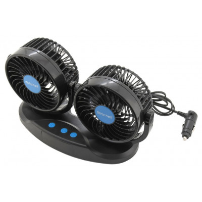 Ventilátor MITCHELL DUO na palubnú dosku s teplomerom - 12 V