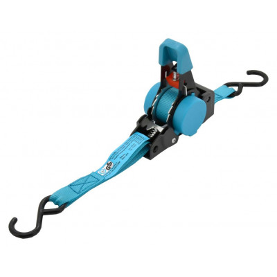 COMPASS popruh s račňou a hákmi, samonavíjací, 2m