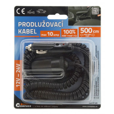 Predlžovací kábel 12 / 24 V, 5 m