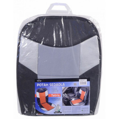 Poťah sedadla Tetris - 46 x 102 cm, čierno / šedý