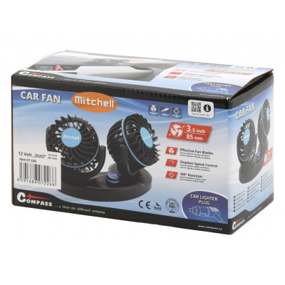 Ventilátor MITCHELL DUO na palubnú dosku - 12 V