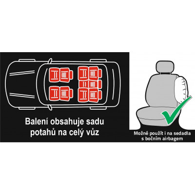 Poťahy sedadiel Airbag Dark, sada 9 ks
