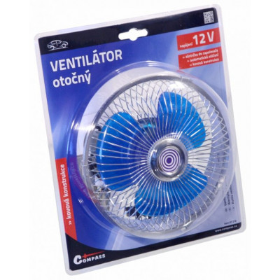 COMPASS Otočný ventilátor do auta, 18 cm, 12 V