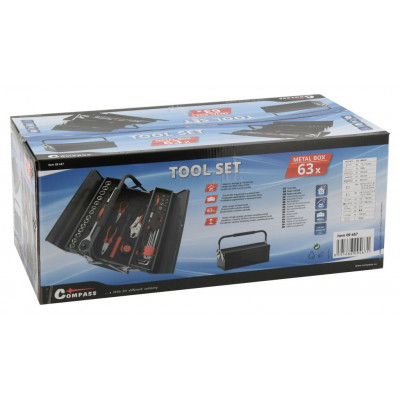 COMPASS Skrinka náradia Metal box, 63 dielov