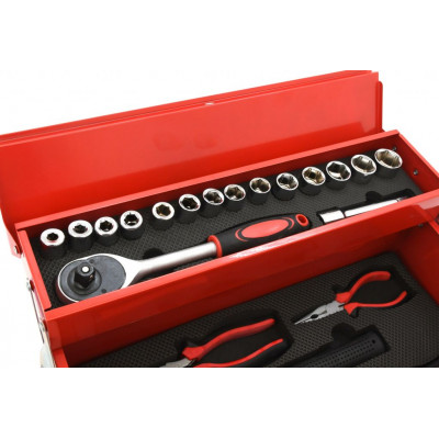 COMPASS Skrinka náradia Metal box, 63 dielov