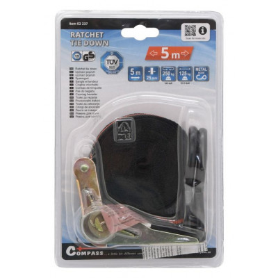 Popruh s račňou a hákmi - 5 m