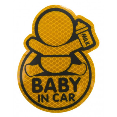 Samolepka reflexná Baby in car - žltá