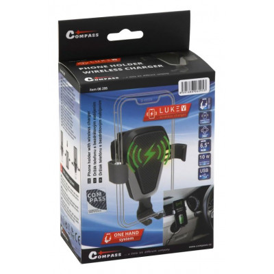 COMPASS Držiak telefónu Luke-V, bezdrôtové nabíjanie, silver