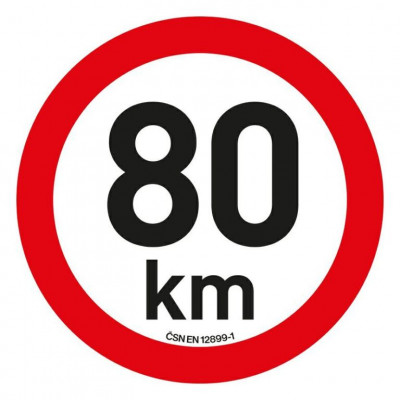 Nálepka s obmedzením rýchlosti 80 km/h, 20 cm, reflexná