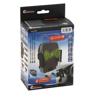 COMPASS Držiak telefónu Luke-X, bezdrôtové nabíjanie, silver