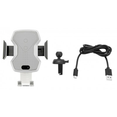 COMPASS Držiak telefónu Luke-X, bezdrôtové nabíjanie, silver