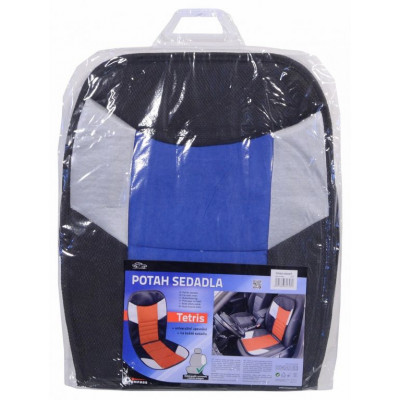 Poťah sedadla Tetris - 46 x 102 cm, čierno / modrý