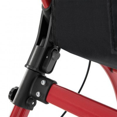 Skladacie hliníkové chodítko s brzdou a taškou, červené