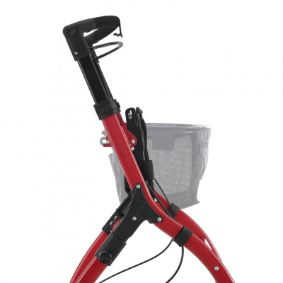 Skladacie hliníkové chodítko s brzdou a taškou, červené