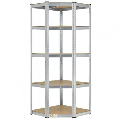 Kovový rohový regál 180x70x40-70 cm, 5 políc, nosnosť 875 kg