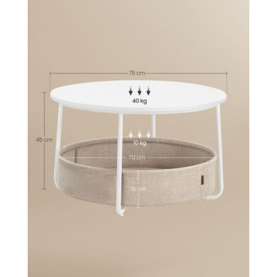 Moderný konferenčný stolík s látkovým košom