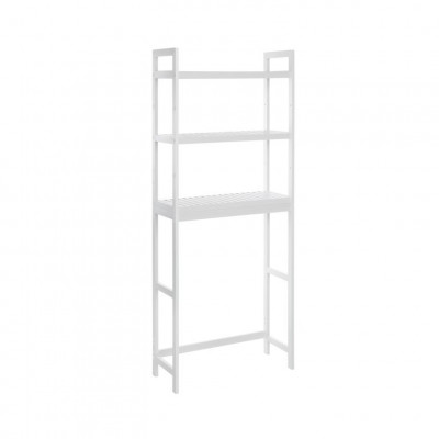 Bambusová a oceľová polica, 3 poschodia, biela, 63×26×170 cm