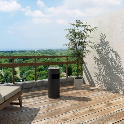 Kovový odpadkový kôš s popolníkom, objem 30 l, čierny, nerez