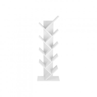Dizajnová knižnica v tvare stromu, biela, 8 políc