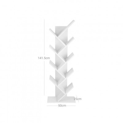 Dizajnová knižnica v tvare stromu, biela, 8 políc