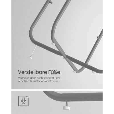 Okrúhly odkladací stolík s látkovým košom, šedý, 45×51 cm