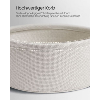 Okrúhly odkladací stolík s látkovým košom, šedý, 45×51 cm