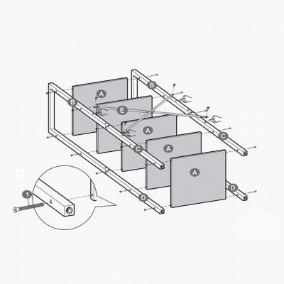 Knižnica s 5 policami – industriálny štýl, čierna a vintage