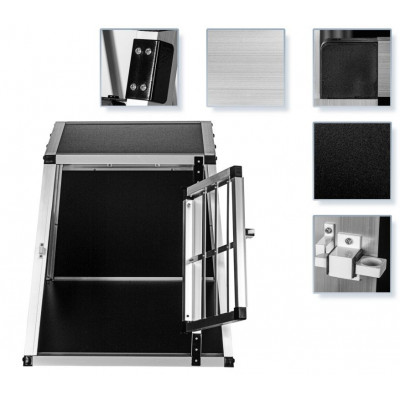 Hliníkový prepravný box pre psov, 54 × 69 × 50 cm, veľ. M