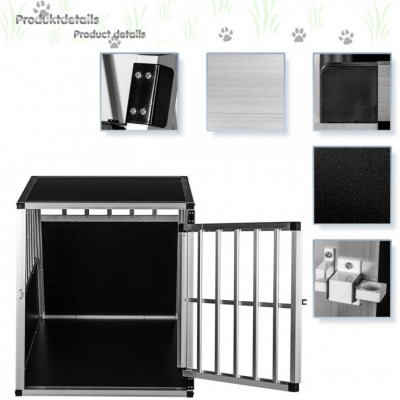 Hliníkový prepravný box pre psov, 65 × 91 × 69,5 cm, veľ. L