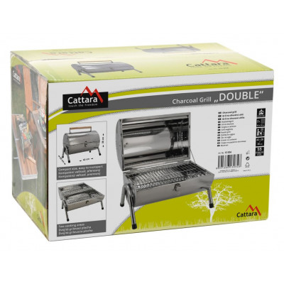 Gril na drevené uhlie DOUBLE 2x - 38 cm cestovný