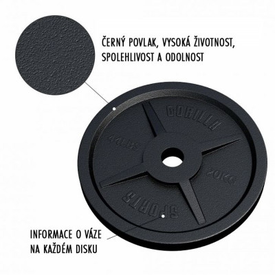 Gorilla Sports Záťažový kotúč 50/51 mm, liatina, 20 kg