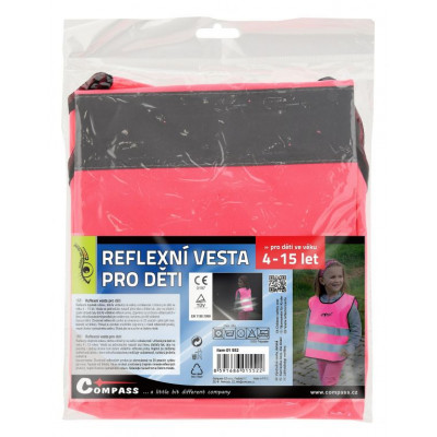 Výstražná  detská vesta S.O.R. - 53 cm, ružová