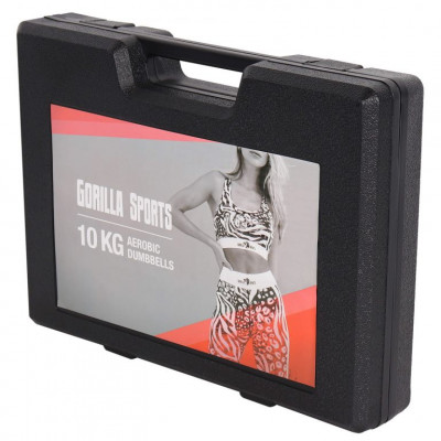 Gorilla Sports Sada posilňovacích činiek v kufri, 10 kg