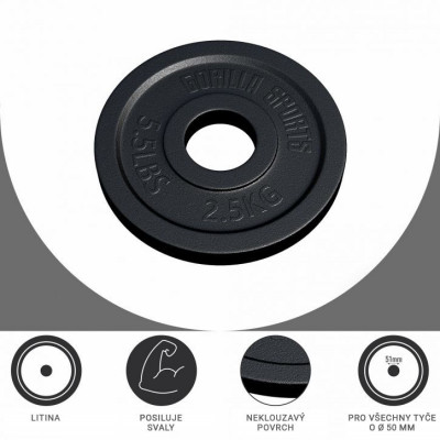 Gorilla Sports Záťažový kotúč 50/51 mm, 2,5 kg
