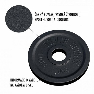Gorilla Sports Záťažový kotúč 50/51 mm, liatina, 5 kg